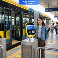 Validador de Boletos para Autobús Android Magnetic North M10P con 4G, Wifi, GPS, NFC, Escáner de Código QR y Reconocimiento Facial