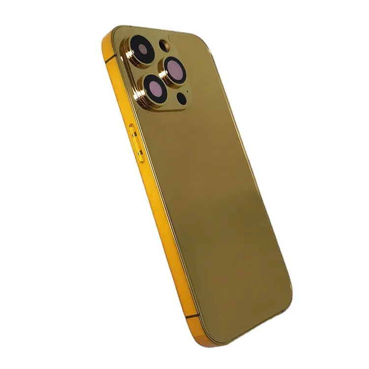 Nuevo diseño, aceptamos logotipo personalizado, carcasa de teléfono móvil de lujo chapada en oro real de 24K para iPhone