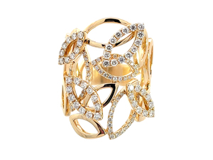 Bague en or massif 18 carats, grand cercle entrelacé, design vintage, luxe léger, diamant - Product Image 5