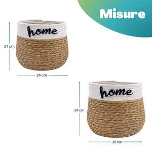 Lot de 2 paniers ronds empilables en corde, 24x21 cm et 30x24 cm - Paniers de rangement décoratifs, organiseurs pour chambre, salle de bain - Product Image 2