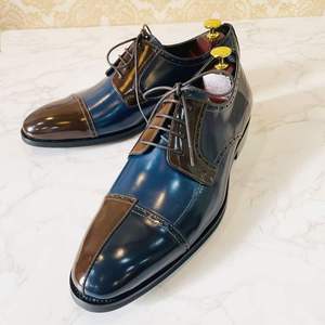 Nuevos Zapatos Casuales de Negocios para Hombre con Bloques de Color de Lujo - Calzado Formal de Cuero Genuino Suave y Moderno - Product Image 1