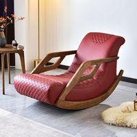 Nouvelle chaise à bascule de luxe en bois de frêne massif, fauteuil inclinable haut de gamme en cuir, pour balcon et maison