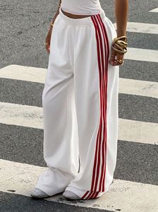 OEM Custom Manufacturers Women's <b>Y2K</b> Vintage Streetwear Stripe Sweatpants Wide Leg Casual Cotton <b>Trousers</b> with Side Stripes - Product Image 4