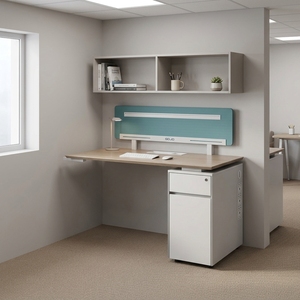 Postazione di Lavoro Compatta Economica per Singola Persona con Armadietto Laterale Minimalista per Uffici di Startup e PMI - Product Image 1