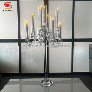 SMOOTH Hot Selling 9 Arms Candelabra High Quality Glass Wedding Banquet Restaurant Table Decor for Valentine's Day - Product Image 2