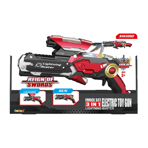 MILI Nuova Pistola <span class=keywords><strong>Giocattolo</strong></span> Trasformabile 4in1 con Funzione di Sparo, Lama, Suoni e Luci LED Rosso e Oro - Product Image 6