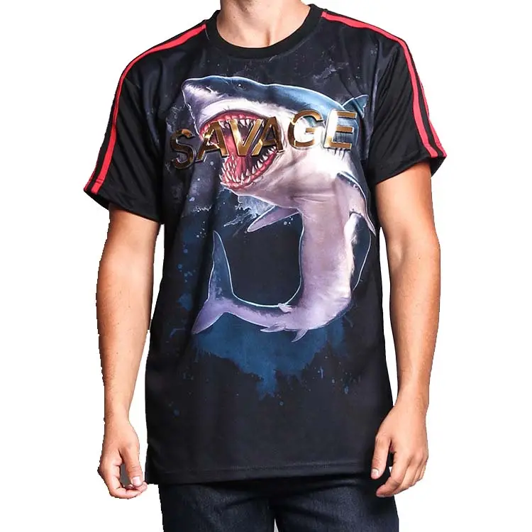 Factory wholesale colorful sublimationprint shark design 3d 100 polyester hip hop t shirts for boys