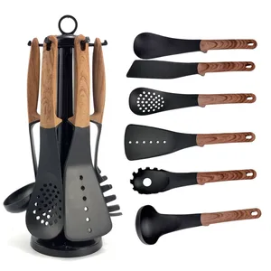 Elevate 6-Pieces Heat-Resistant Utensil With Wooden Finished Handle Non-stick Cookware Kitchen Utensil Set