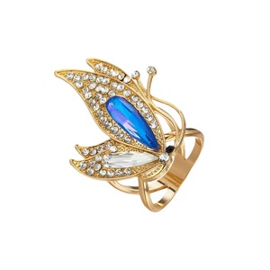 Hebilla para Pañuelo con Diseño de Mariposa, Aleación Chapada en Oro, Azul Real y Blanco, Accesorio para Prendas - Product Image 5