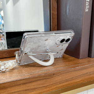 Funda Transparente de Lujo con Diseño de Ondas de Agua para <span class=keywords><strong>Fold</strong></span> 8, con Correa de Perlas, Anillo de Soporte y Protección Antigolpes - Product Image 5