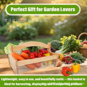Wooden Storage Basket Rectangle Eco Friendly Food Container For Fruit <b>Vegetable</b> Potato Draining Farmhouse Use - Product Image 4
