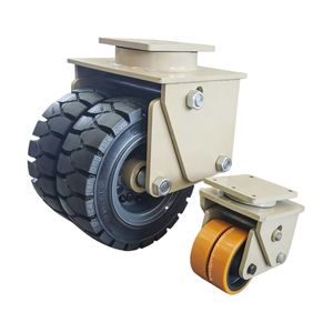 Roulettes pivotantes robustes à roulement rapide, en caoutchouc noir solide, à motifs de bande de roulement profonds, capacité de charge de 7 tonnes pour terrains accidentés - Product Image 2