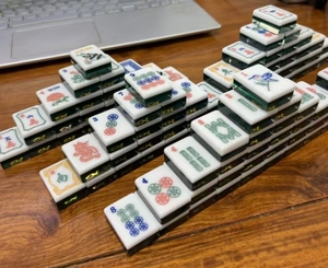 Jeu de Mahjong à 3 niveaux, 144-168 tuiles, acrylique, traditionnel chinois, tuiles de Mahjong en acrylique bleu et blanc, jeu de société - Product Image 2