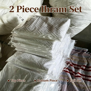 Ensemble de 2 serviettes d'Ihram pour le Hajj, 100% polyester, doux et absorbant, blanc, Ehram pour le pèlerinage de l'Omra, hommes musulmans, vente en gros, logo personnalisé - Product Image 4