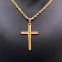Collier Croix Biseautée Personnalisé en Acier Inoxydable Argent Vintage Double Face Pendentif Croix pour la Fabrication de Bijoux