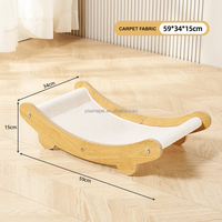YOUME Grattoir de chaise longue moderne en bois pour chat avec plusieurs options de tissu | Lit surélevé respirant anti-humidité pour animal de compagnie