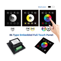 Nouveau contrôleur de gradateur LED DW/CW/RGBW verre trempé tactile complet 86 panneau mural intégré DC 12V 24V 12A sortie Signal de gradation PWM