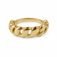 Bague en acier inoxydable plaqué or 18 carats à motif torsadé, style euro-américain, pour femme, bijou de main pour usage quotidien, vente en gros