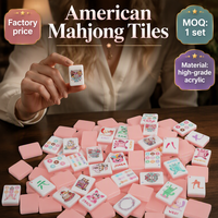 Tuiles de Mahjong de Luxe d'Hiver Rose, Tuiles de Mahjong en Nacre Effet Écaille de Tortue pour Halloween et Noël, Ensemble de Tuiles de Mahjong Américaines pour Noël