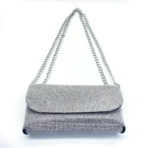 Роскошный маленький алмазный клатч однотонный дизайн со стразами модный кошелек на цепочке для женских вечерних свадебных мероприятий