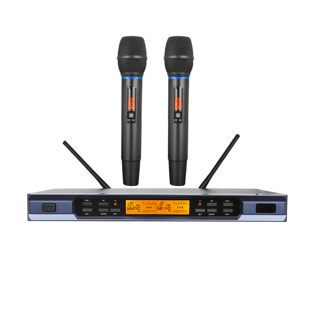 MIC-WM1000 Professional Wireless Microphone System, UHF 2 Channel Metal Mic, RGB Wireless Microphones