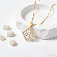 Collier Pendentif Carré Flottant en Zirconium AAA Plaqué Or 18K Hengdian Jewelry – Vente en Gros