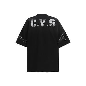 T-shirt en jersey vintage délavé à dégradé de couleurs, manches courtes, pour homme, marque streetwear de niche, imprimé lettres, coupe oversize, demi-manches - Product Image 3