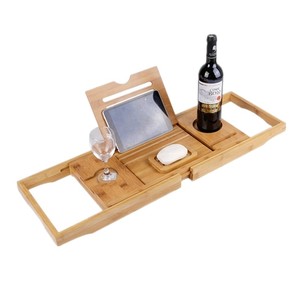 Addreen – Support de rangement pliable et personnalisable en bambou écologique, étanche, pour baignoire et plateau de lit, avec glissière - Product Image 4