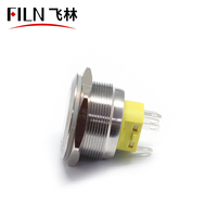 FLIN 12mm 30mm Botón pulsador Encendido piezoeléctrico NC Dpst Fuente de alimentación de conmutación de peligro Botón pulsador Interruptor de pared 5 pines