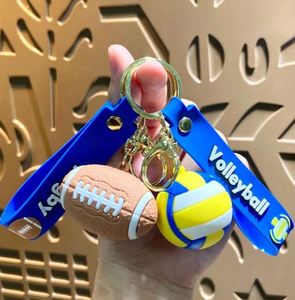 Cartoon <b>Ball</b> Keychain PVC Backpack Pendant with Alloy Metal for Volleyball Tennis Rugby Football Basketball Keyrings - Product Image 3