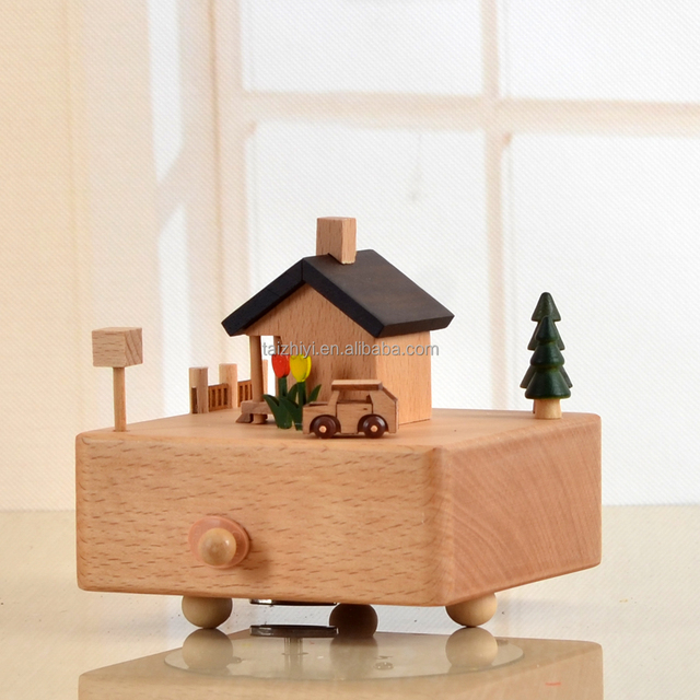Custom Logo Wind up Wooden Mechanical Movement Music Box for Collection