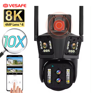 Vesafe bán buôn 360 độ ngoài trời Camera giám sát bốn ống kính đầy đủ màu sắc 10x Zoom 8K 16MP PTZ IP Camera - Product Image 1