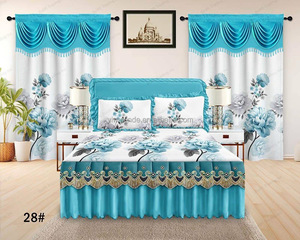 USA Canada Hot Sell Floral 5pcs Quilted Bedskirt <strong>Sheet</strong> with Matching <strong>Valance</strong> Curtains - Product Image 3