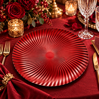 Assiette de Présentation Moderne en Plastique 13 pouces, Revêtement Poudré, Texture Côtelée Spirale, Bord Ondulé, Décoration de Table Élégante pour Banquets et Traiteur