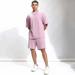 Conjunto de camiseta de verano informal para hombre hecho en fábrica Pantalones cortos cómodos de algodón 100% de alta calidad en color personalizado - Product Image 1