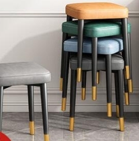 Accueil milieu du siècle vintage nordique luxe confortable tabourets de <span class=keywords><strong>comptoir</strong></span> de cuisine & poufs chaise haute tabouret de bar moderne avec pied doré - Product Image 3