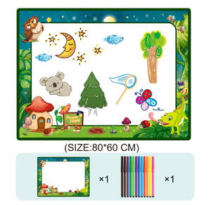 批发易清洗二合一涂鸦喷漆毛毯和画布爬行垫带彩色笔的湿擦板 - Product Image 3