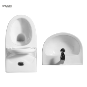 En gros porcelaine sanitaire cuvette de toilette main piédestal évier salle de bain lavabo en céramique ensemble de toilette - Product Image 2