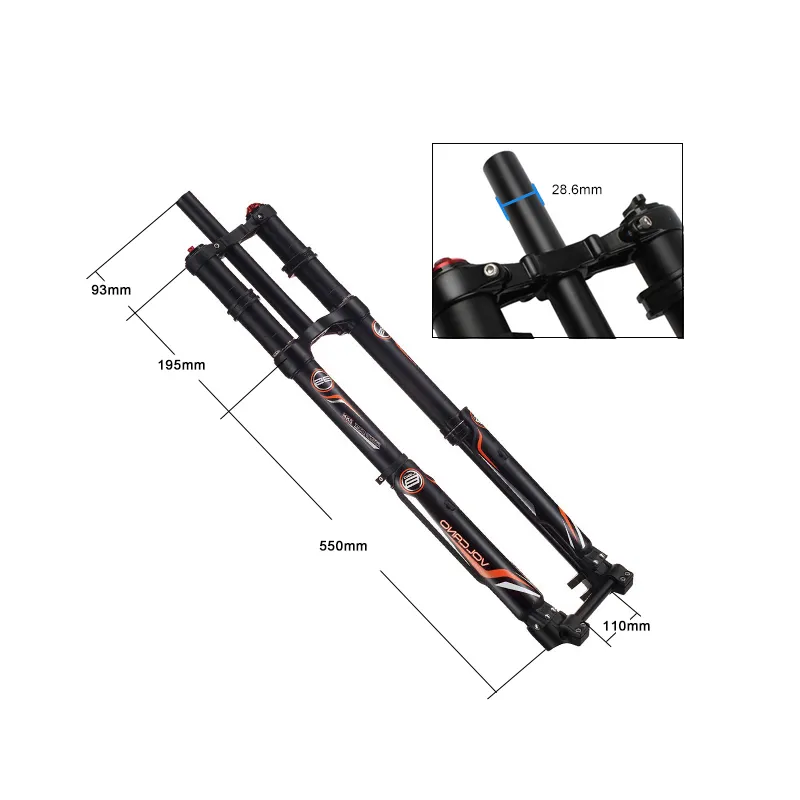 Enduro Bike Front Forks 24/26/27.5 Inch Fat Electric Bicycle DNM Usd-8 Fork Dh Air Suspension Front Fork dnm front shock zoom