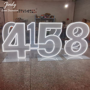 Enseigne au néon en acrylique de haute qualité, livraison rapide, 0-9, chiffres joyeux anniversaire pour la décoration de fête de <span class=keywords><strong>mariage</strong></span> - Product Image 1