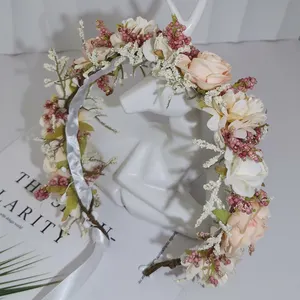 Custom Floral Crown Photo Props Girls Daisy Floral Headband Bridal Flower Crown Elegant Bridal Flowers Wreath Hair Accessories