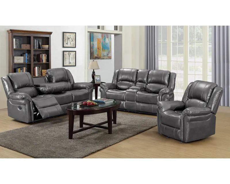 Brand new Design High Quality Beautiful Black Breathable Air Leather Sectional 3+2+1 Recliner Sofa Set