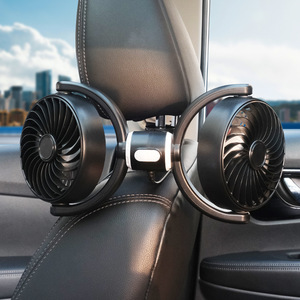 Ventilateur de voiture à double tête, mini ventilateur électrique USB pour le refroidissement des sièges arrière avec conception de turbine à 5 pales - Product Image 2