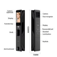 Serrure de porte intelligente à reconnaissance faciale avec déverrouillage par empreinte digitale, veine palmaire, application Tuya, mot de passe et carte, mortaise 6068 pour appartement et maison