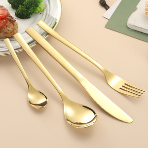 Set di <span class=keywords><strong>posate</strong></span> in acciaio inossidabile 24 pezzi in <span class=keywords><strong>oro</strong></span> reale, <span class=keywords><strong>servizio</strong></span> di nozze ecologico per 6, che include forchetta con cucchiaio da coltello - Product Image 3