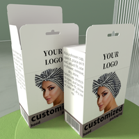 Boîte à bonnets en satin personnalisable avec logo privé, boîte à bonnets pour tresses, durags en soie, emballage en papier, boîte de présentation pliable pour bonnets