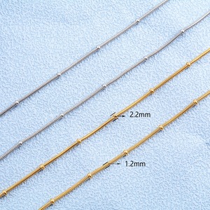 Dainty Thin <b>Necklace</b> for Women <b>Ladies</b> Stainless Steel Round Snake Chain with Bead <b>Choker</b> Gold/Silver Color Jewelry Accessories - Product Image 2