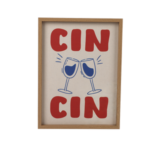Personalizza il tuo logo del marchio: <span class=keywords><strong>Stampa</strong></span> retrò “Cin Cin” su vino in cornice di legno naturale per carrello bar e home bar - Product Image 1