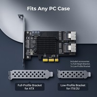 Carte d'extension TISHRIC PCIE vers 2 ports MINI SAS SFF-8087/SATA3.0 9 ports pour disque dur 6G, adaptée aux serveurs, ordinateurs de bureau