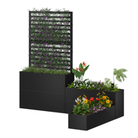 Jardinière Modulaire Extérieure en Acier Galvanisé – Bac de Culture Surélevé Écologique pour Légumes Verts et Fleurs – Écran d'Intimité